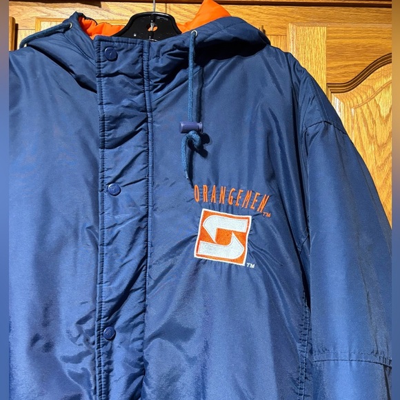 Vintage 90's Logo 7 Syracuse Orangemen NCAA Collegiate Parka Jacket Large - Picture 2 of 9